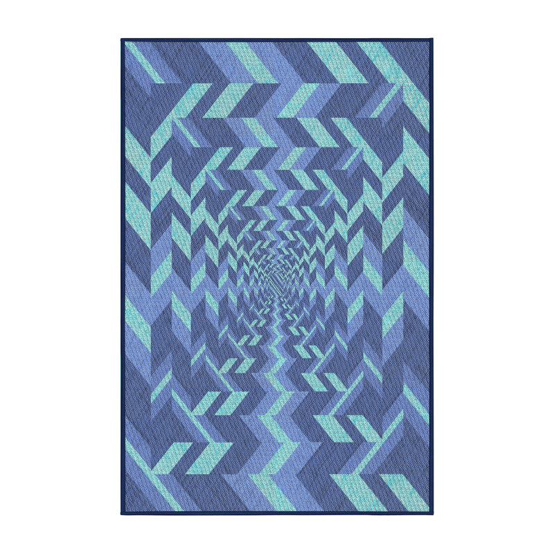 Tapis bleu ciel à motifs, Rectangle 2 pi x 4 pi