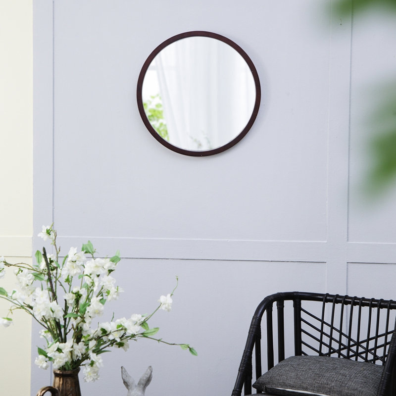 Miroir mural 20 "x 20" avec cadre en bois et finition noyer, Noyer