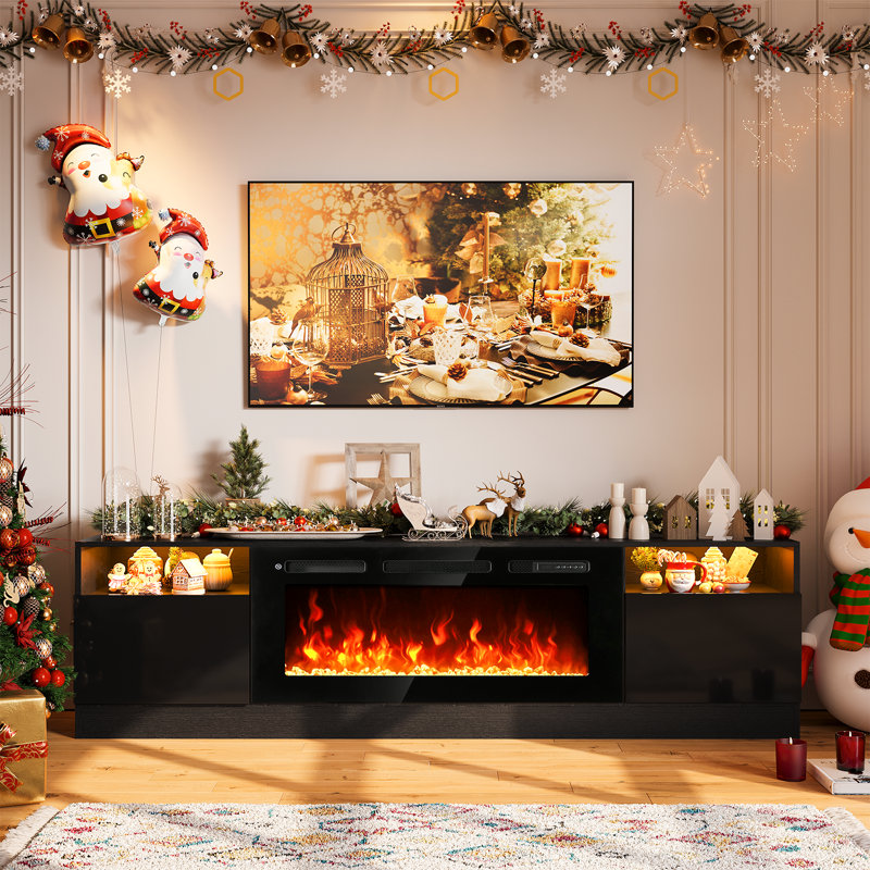 70’’ Media Console for TVs up to 78” with 36” Electric Fireplace, Black