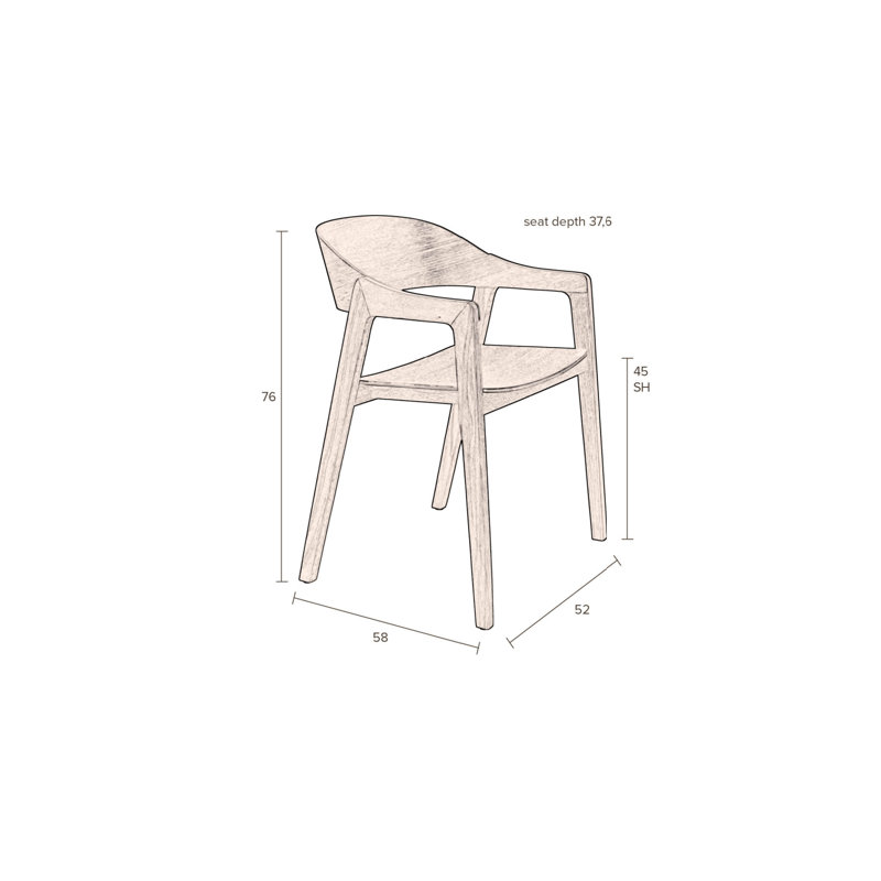 Westlake Solid Wood Arm Chair, Brown