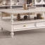 Table de bout en bois massif de style crème français