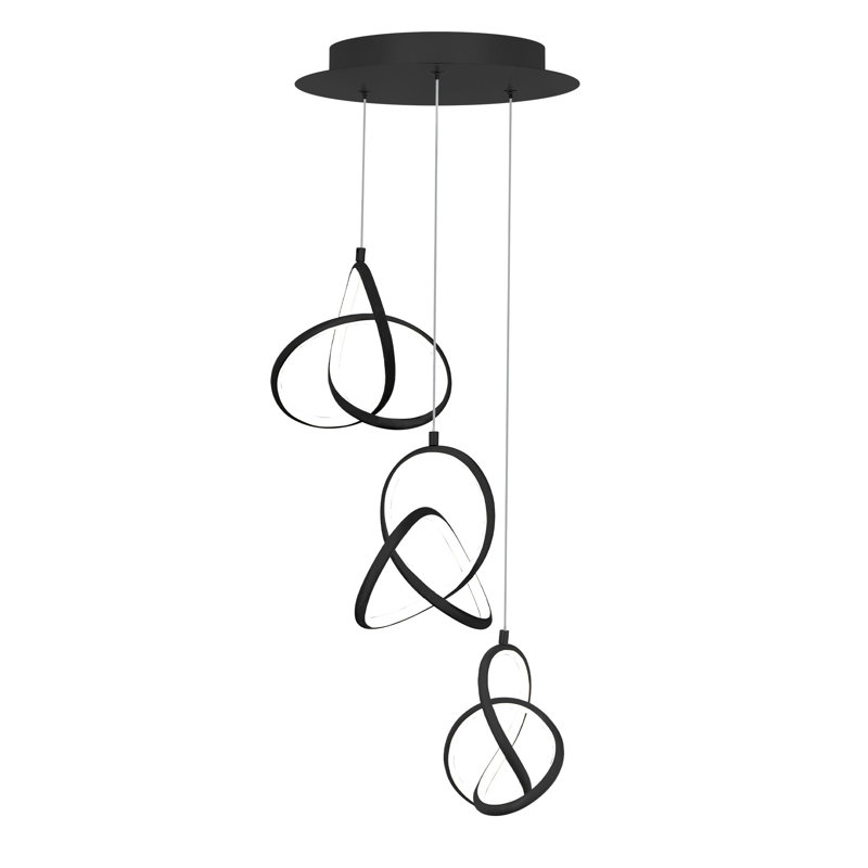Luminaire suspendu rond à 3 lumières Vornado, Noir