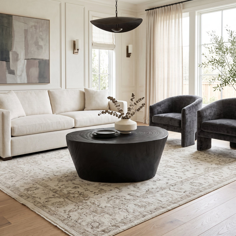 Lathe Coffee Table, Natural, Small, Black