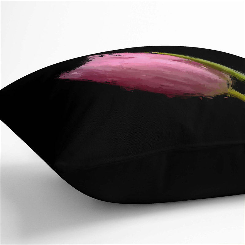 Floral Square Throw Cushion, Black, 40cm H x 40cm W x 15cm D