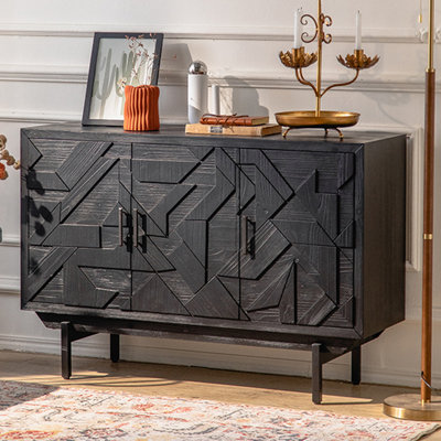 Buffet rétro en bois massif noir