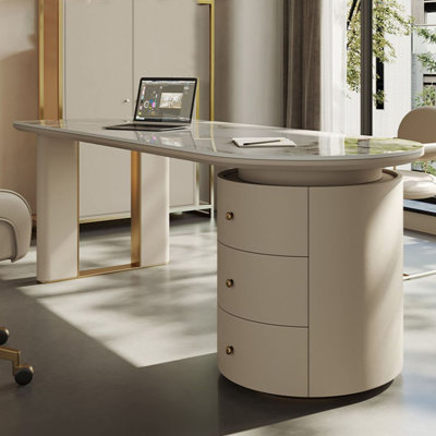 Bureau double caisson en pierre avec tiroirs