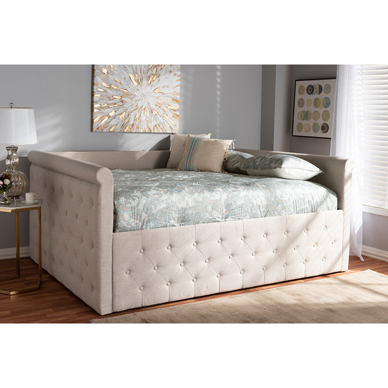 Borges Upholstered Daybed, Queen, Light Beige