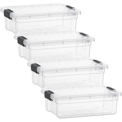 Latitude Run® Clear Storage Bins with Lids, 4 Pack- Plastic Storage Boxes for Home
