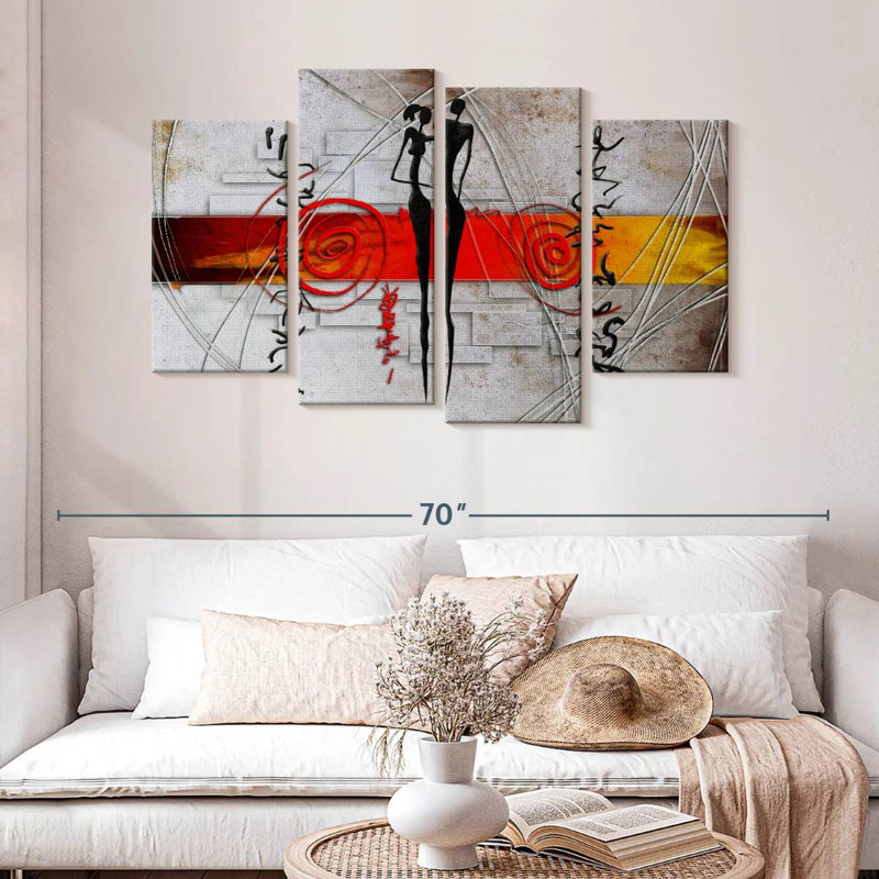 Leisha African Tribal Villagers, 32" H x 52" W