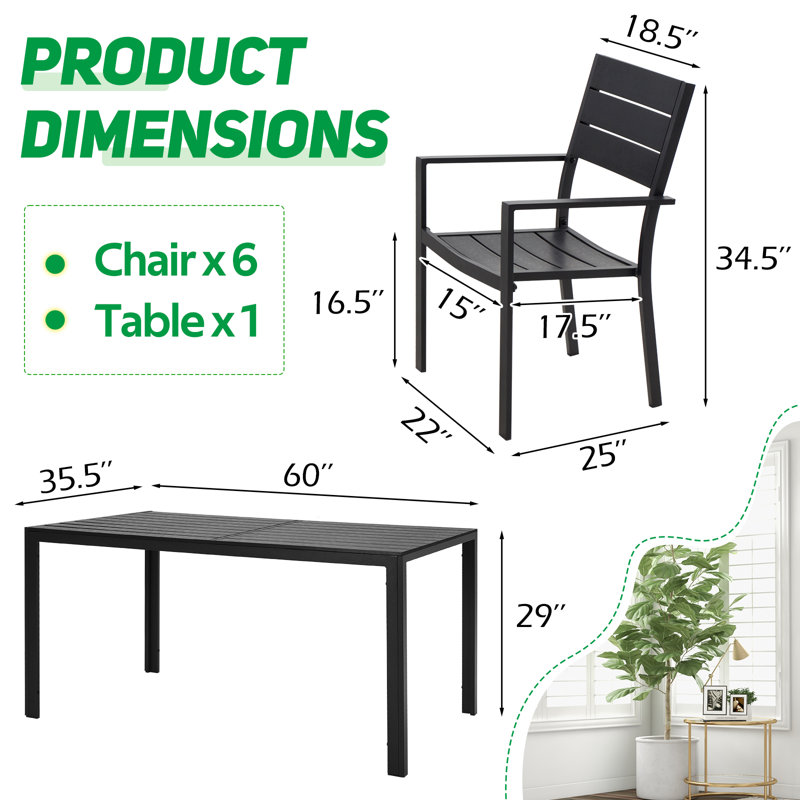 Hazen Rectangular 6 - Person 59'' Long Aluminum Dining Set