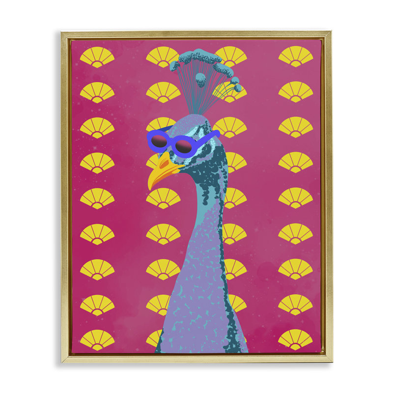 Cadre flottant Vibrant Mod Peacock, design par Marcus Prime, H 31 po x l 25 po, Cadre flottant métallique doré
