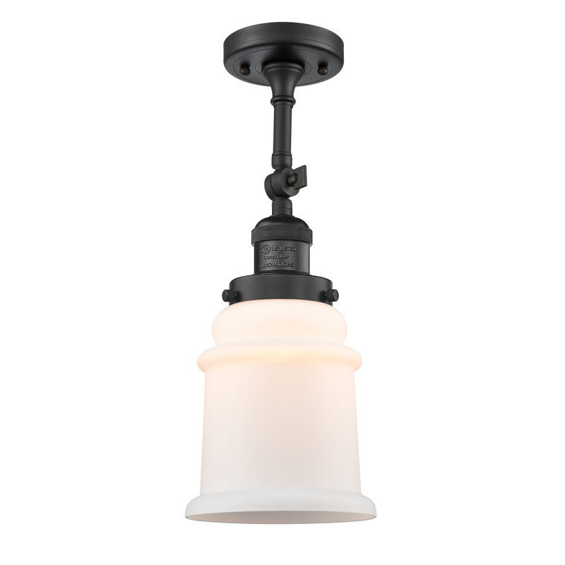 Plafonnier semi-encastré cylindrique simple 6 po Alexandira, Noir mat, Boîtier blanc mat, Ampoule DEL 6 watts Vinage