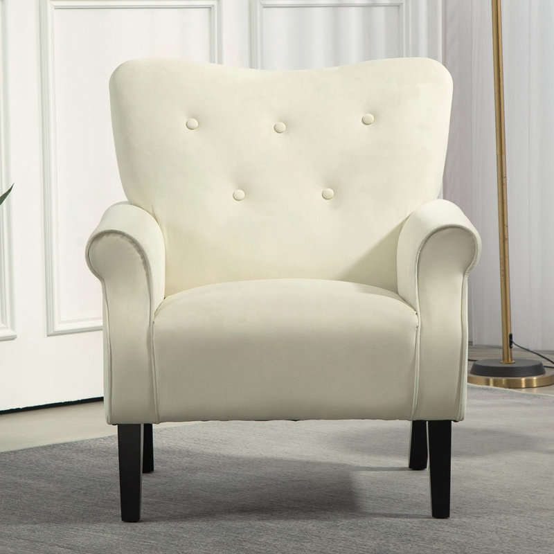 Fauteuil à oreilles Mid-Century, Ivory
