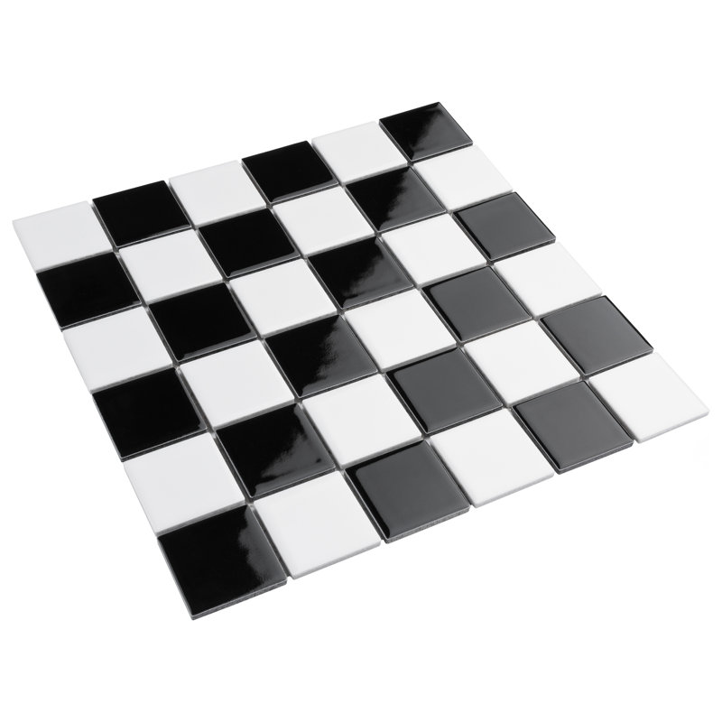 Carreau de mosaïque en porcelaine pour plancher et mur 11-3 / 4 "x 11-3 / 4" Metro Quad Checkerboard, Noir/blanc