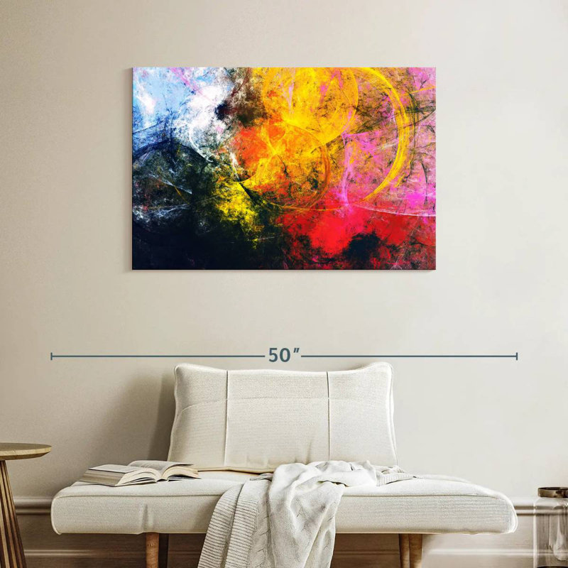 Avery Fiery abstrait, H 26 po x l 39 po