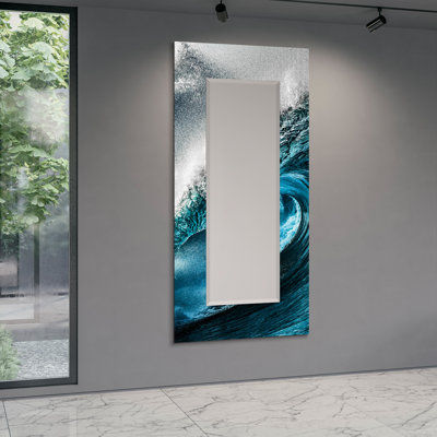 "Sapphire Sea" 48 "x 32" en verre trempé imprimé inversé avec miroir rectangulaire biseauté 36 "x 20"