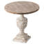 Table ronde rétro 30 x 31 po, finition antique, gravures en médaillon, fabrication naturelle en oxyde de magnésium et en bois de sapin, base de salon de style rétro avec surface,