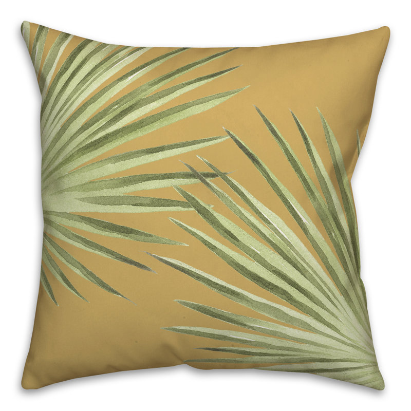  Housse et insert de coussin carré d'extérieur Palm Leaves, 20 po x 20 po, Jaune