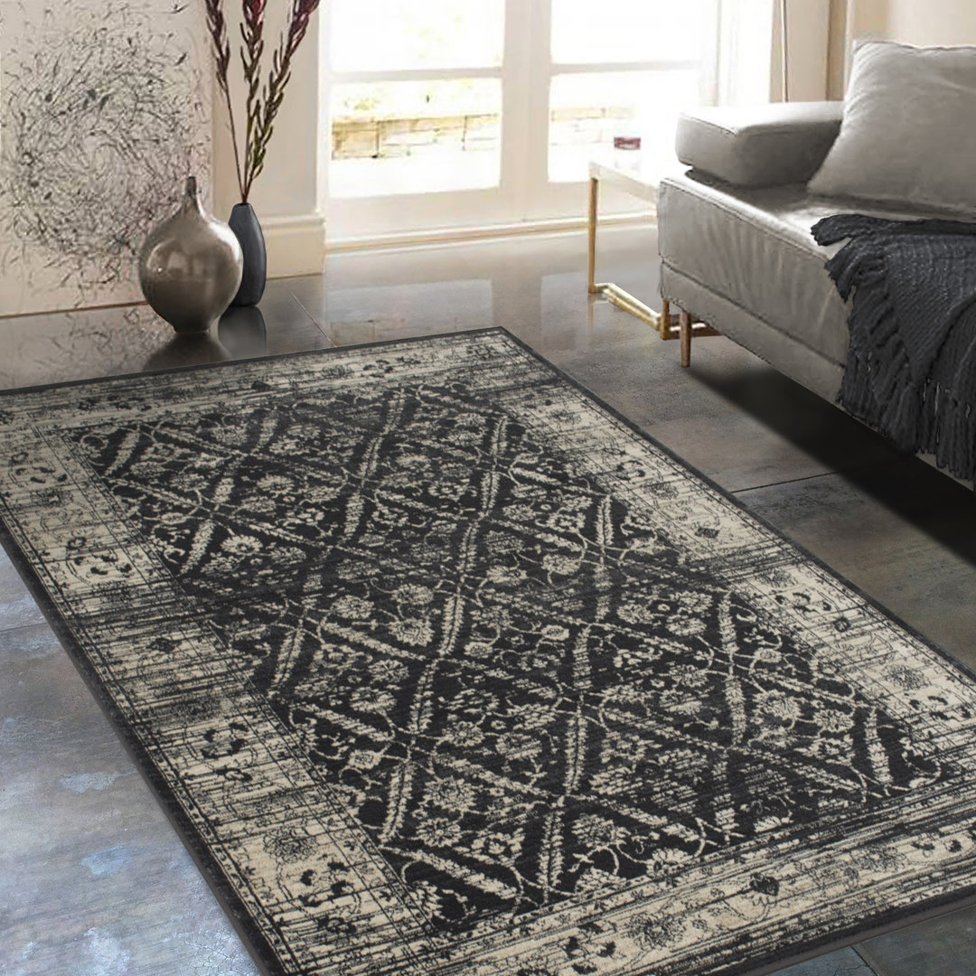 Seabrooks Oriental Black Area Rug Astoria Grand Rug 