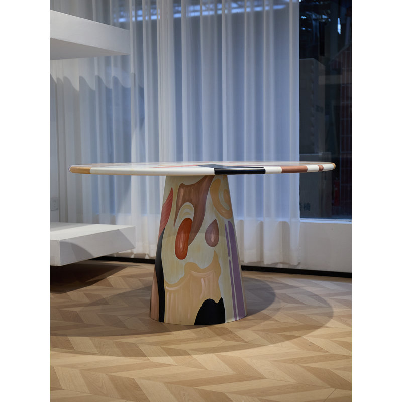Table de salle à manger ronde artistique de 47 po peinte à la main
