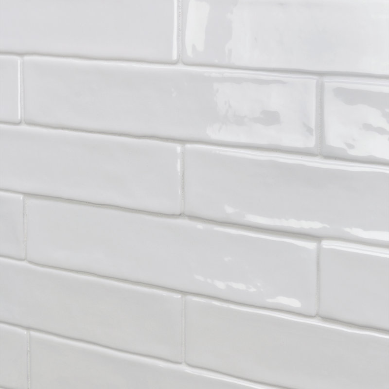 Carreau de mur en céramique aspect brique poli 2 "x 10" Bond Tile Brookline (5,38 pieds carrés / boîte), Blanc