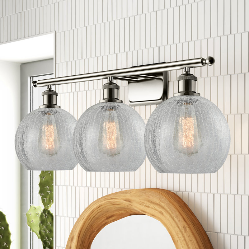 Éclairage de salle de bain à intensité variable à 3 lumières Baptista, Ampoule DEL 6 watts Vinage, Transparent craquelé