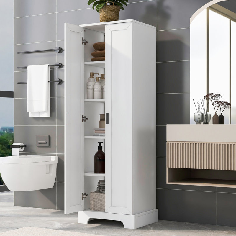 Armoire de rangement Laurah avec deux portes pour salle de bain, bureau, armoire de rangement pour salle de bain avec tablette réglable, panneau de fibres à densité moyenne