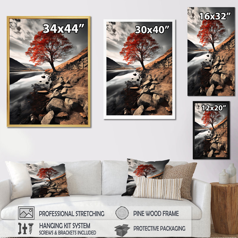 «United Kingdom Beautiful Landscape I», reproduction sur toile, 32" H x 16" W, Cadre flottant noir