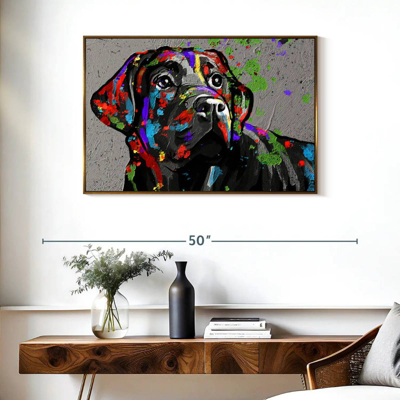 Labrador, 37 po x 25 po, Cadre flottant doré