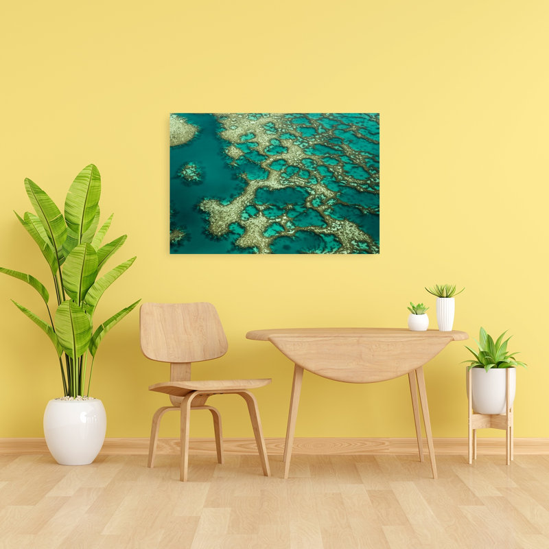 Turquoise Reef Patterns Abstract Vibrant Landscape Nature Wall Art Print by Karsten Wrobel - Wrapped Canvas Print