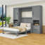 Grand lit escamotable 4 tiroirs en bois avec placard et tablettes-1460670674