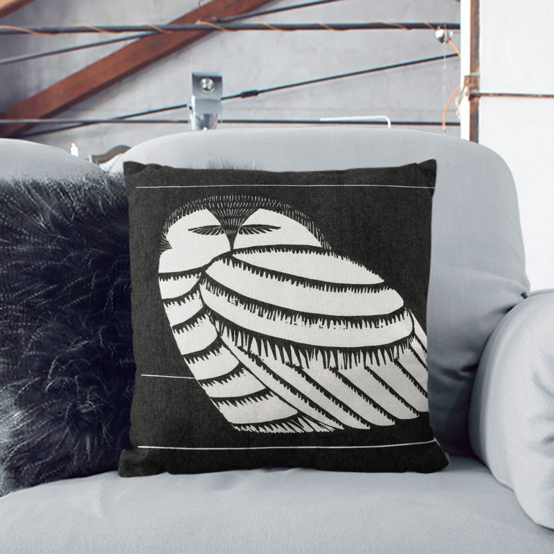 Snowy Owl Scatter Cushion, 40cm H x 40cm W x 15cm D, Stone