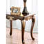 Table de bout 1pc de style traditionnel, détails, détails dorés, pieds, fabrication en bois massif, couleur tabac riche, style profond de 26,5 po avec placage, finition, largeur de 27,5 po