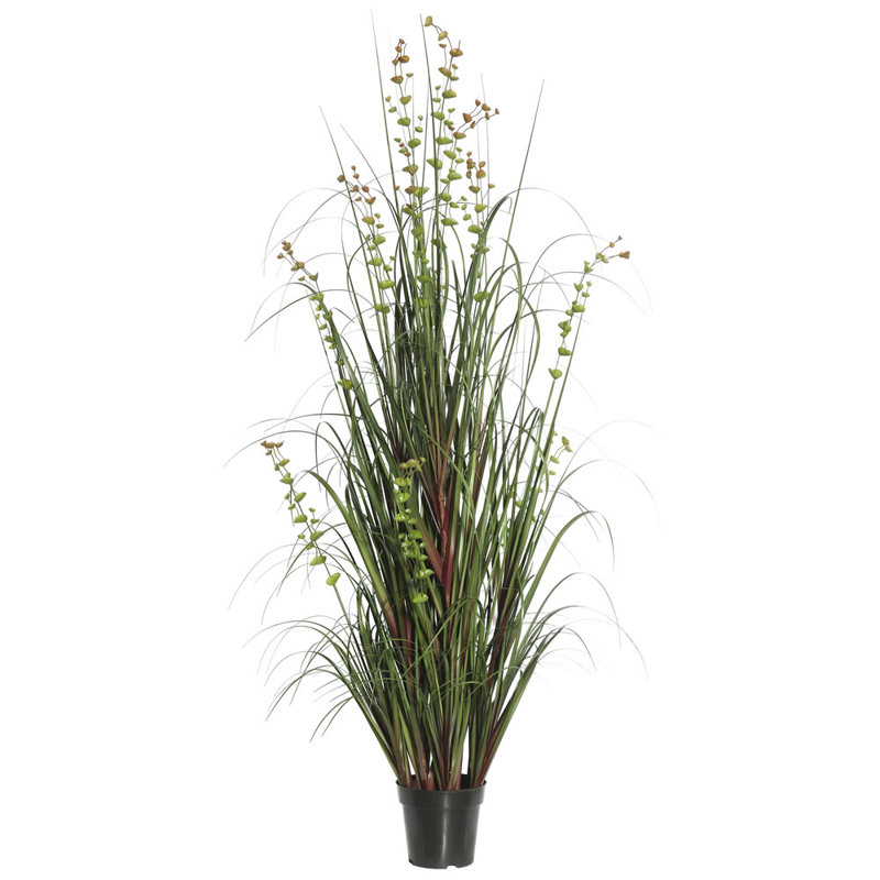 Herbe verte artificielle en pot et eucalyptus., H 60 po x l 30 po x P 30 po