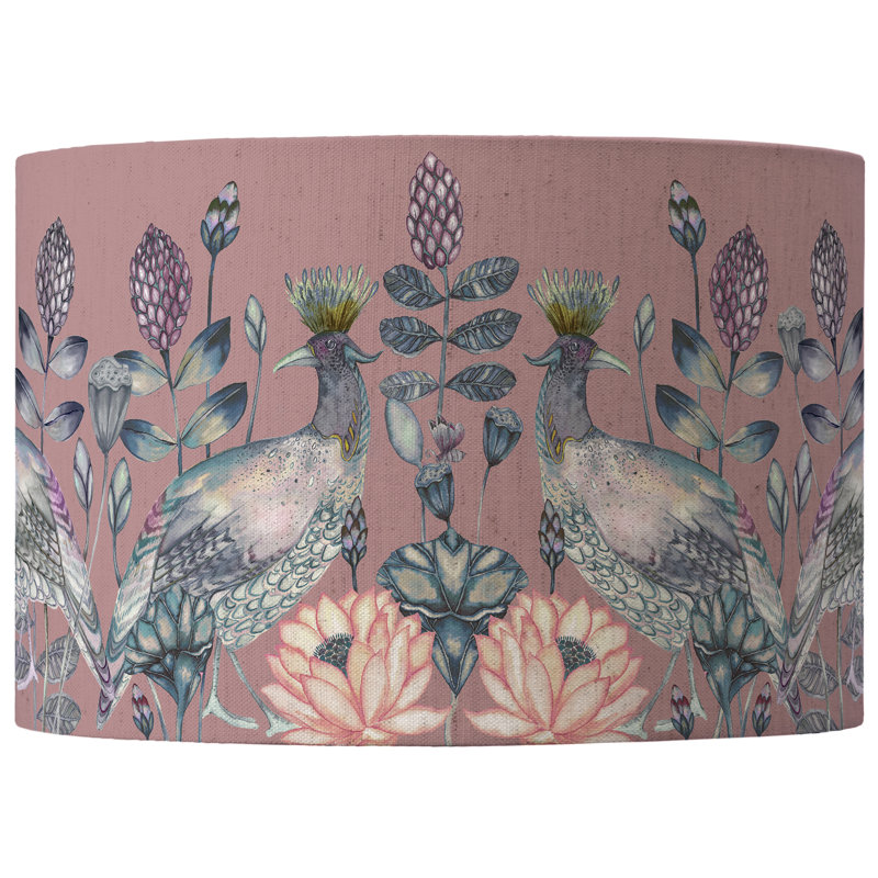 Cotton Drum Lamp Shade, Purple, 25cm H x 40cm W x 40cm