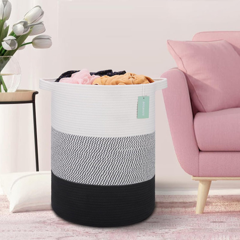 Large Woven Cotton Rope Storage Basket - Multi-Purpose Laundry Hamper, Nursery Basket & Toy Organizer - Sturdy Handmade Blanket Bin With Reinforced Handles For Home Decor