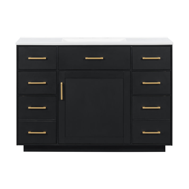 Meuble-lavabo autoportant 48 po avec comptoir d'évier 48 po, Noir