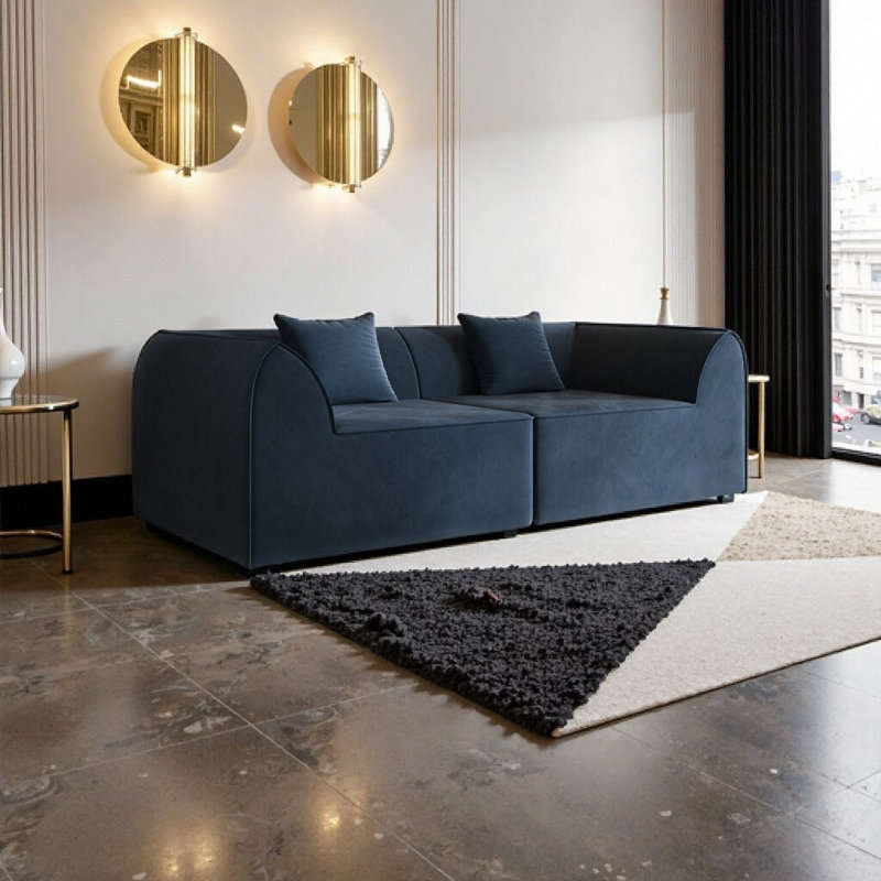 Canapé-lit extensible sans effort à 2 places en mousse à mémoire de forme - parfait pour les espaces compacts, Bleu