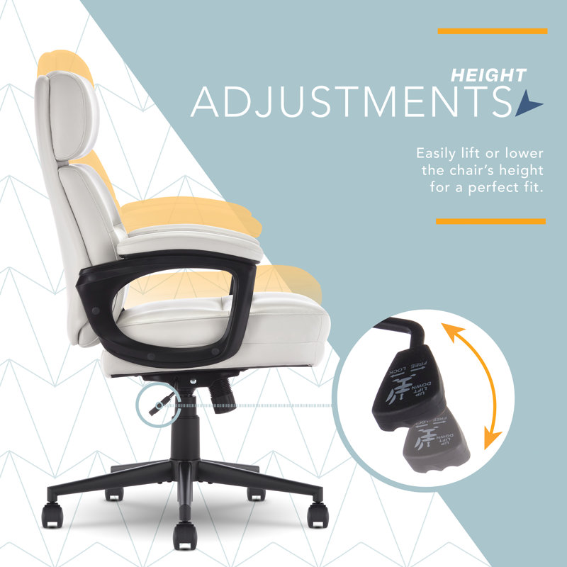 Click365 Classic Executive Office Chair, Ergonomic Mid-Back, Double-Layer Seat Cushion, Light Gray