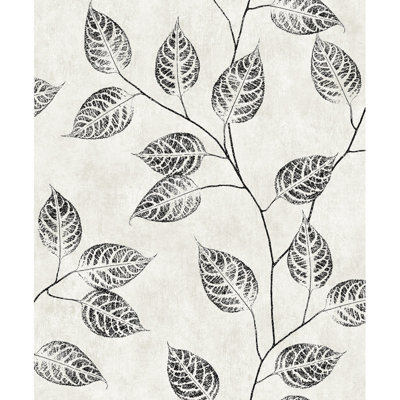 Rouleau de papier peint adhésif à feuilles contrastantes Cerrie L 18 pi x 20,9 po Cerrie