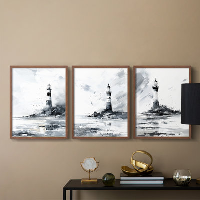 Série Sea and Shore Cxxv -Set de 3 estampes numériques giclées -Prêt à accrocher