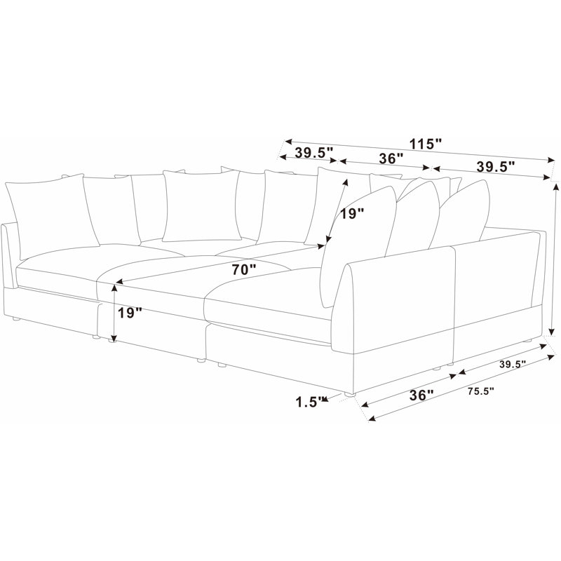 Harborstone 7-Piece Deep-Seat Modular Sofa, Green