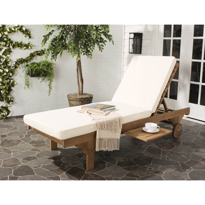 Jivera 78.70" Long Reclining Eucalyptus Single Chaise with Cushions, Beige, Natural