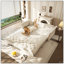 Grand canapé-lit coulissant de 74,4 po, canapé-lit convertible avec motif capitonné en tissu fait à la main, causeuse en velours multifonctionnel pour salon, chambre à coucher, appartement, beige / blanc