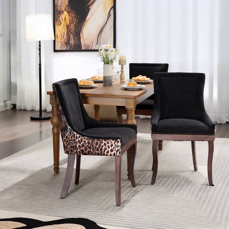 Chaise Ultra, Noir / tissu léopard