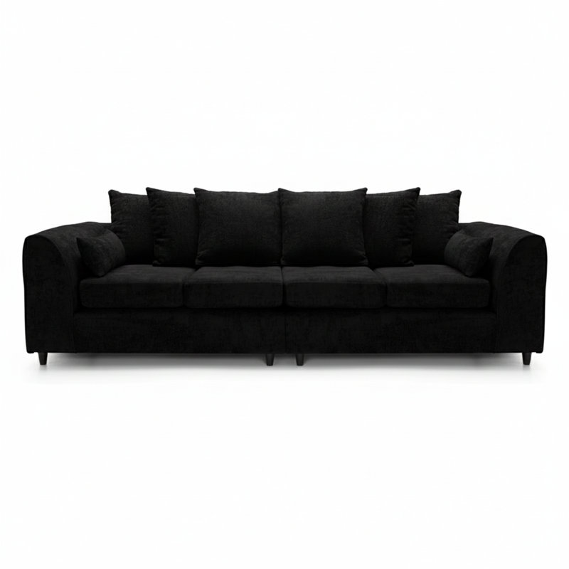 4 Seater Chenille Sofa, Black