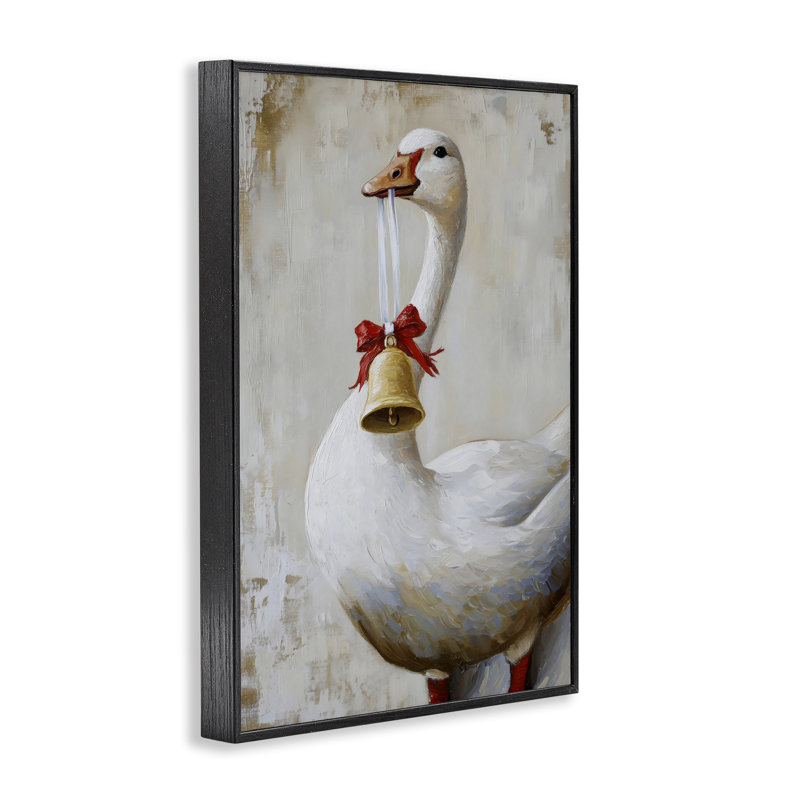 Giclée encadrée festive Jingle Goose, conception de Petal Prints Design, H 30 po x l 20 po, Giclée encadrée noir minuit