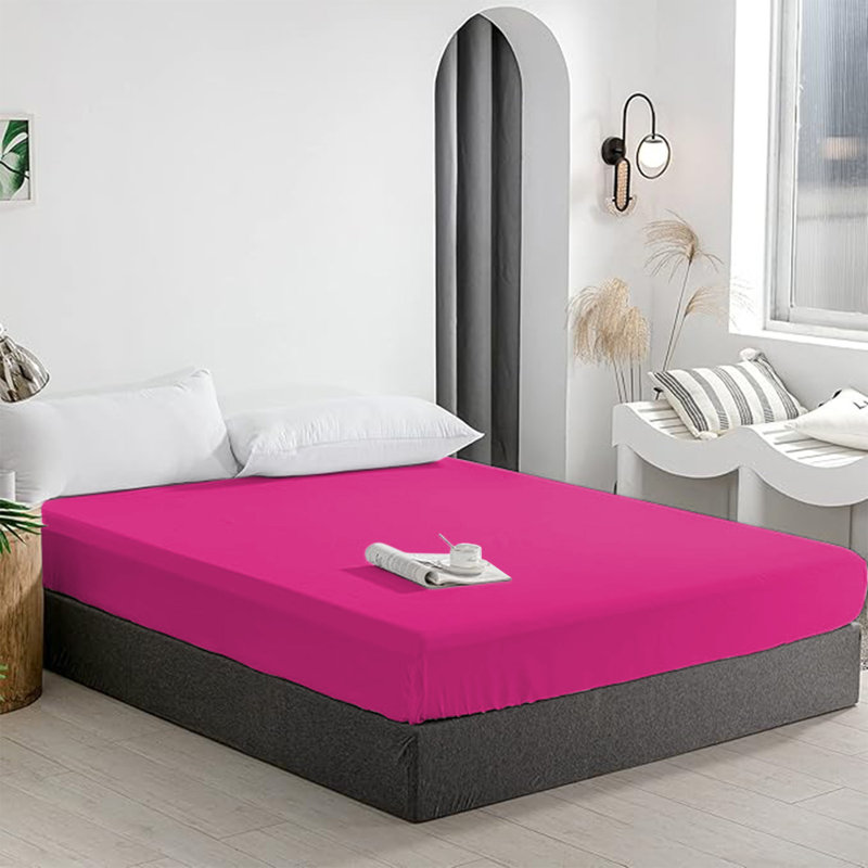 Merituuli 200 TC Microfiber 25cm Deep Fitted Sheets, Super King (6'), Hot Pink