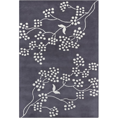 Medford Authentic Hand-Tufted Handmade Grey Blue & White Transitional White Floral Wool Area Rug