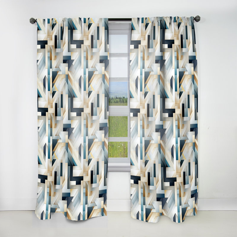 Neutral Grey Tiles Mosaic II - Modern Velvet Curtain - Room Darkening - 1 Panel, 52" W x 95" L